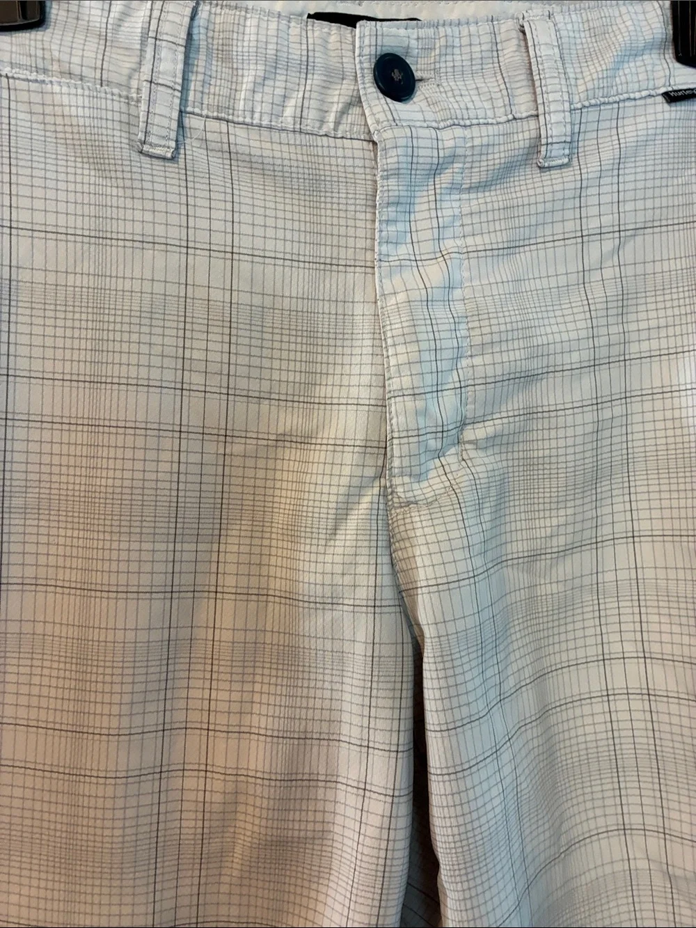 Hurley Size 29-16 Boys Plaid Casual Shorts - White/Gray